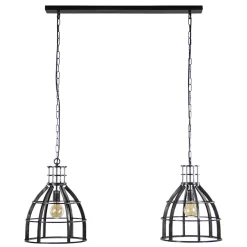 Metalen eettafel hanglamp 2-lichts kooi