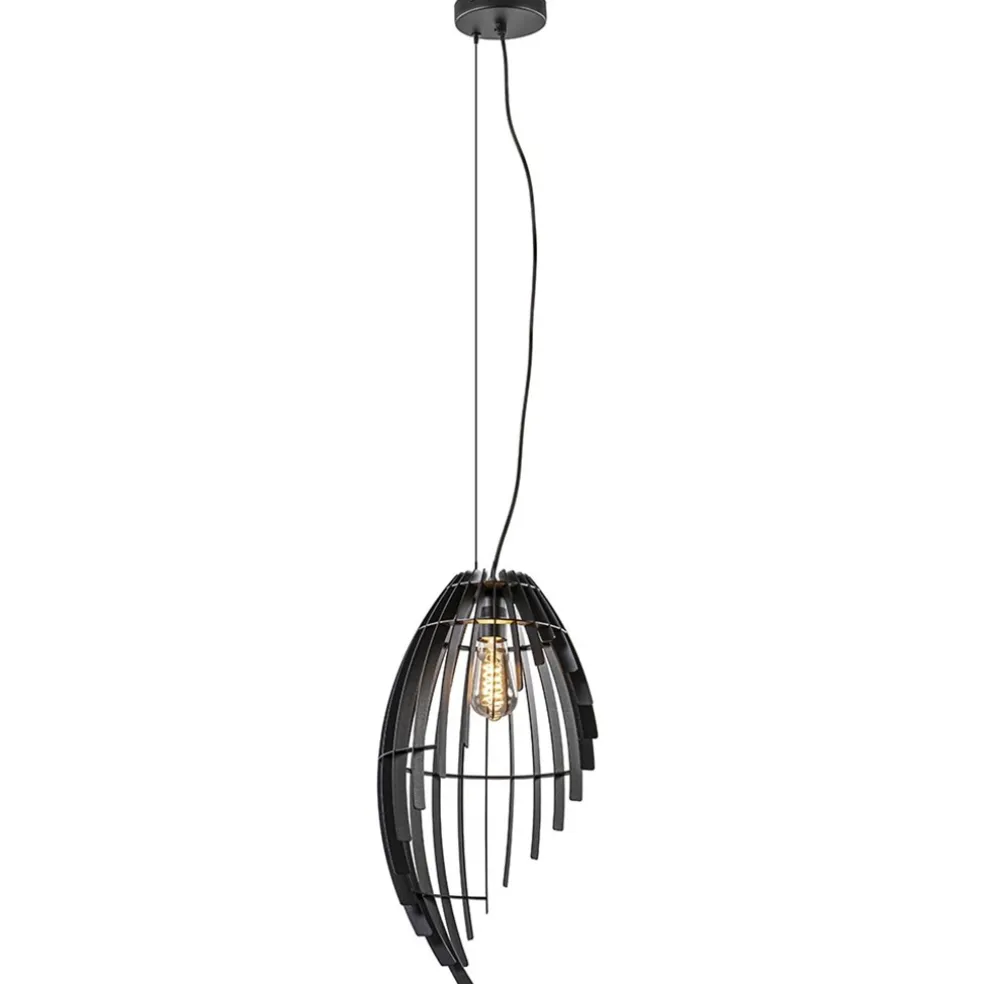 Metalen hanglamp mat zwart metaal