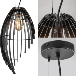 Metalen hanglamp mat zwart metaal