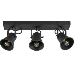 Metalen 3-l plafondlamp mat zwart verstelbaar