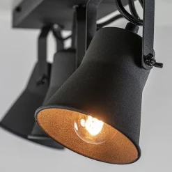 Metalen 3-l plafondlamp mat zwart verstelbaar