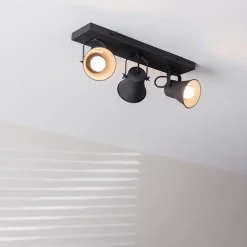 Metalen 3-l plafondlamp mat zwart verstelbaar