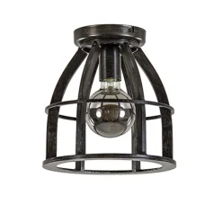 Metalen plafondlamp antiek zwart