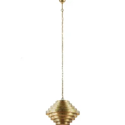 Metalen robuuste hanglamp ambachtelijk brons rond