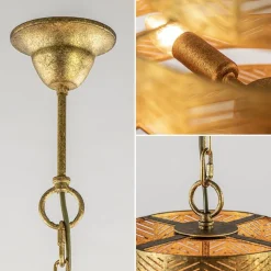 Metalen robuuste hanglamp ambachtelijk brons rond