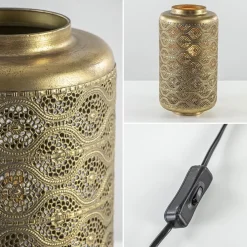 Metalen tafellamp lantaarn goud Oriental