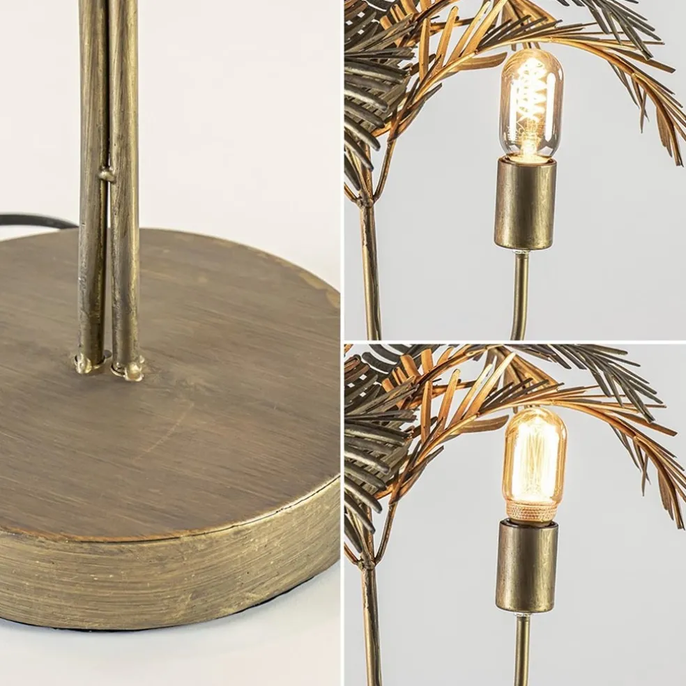 Metalen tafellamp Palm antiek brons Light and Living