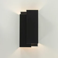 Metalen wandlamp zwart met overlap