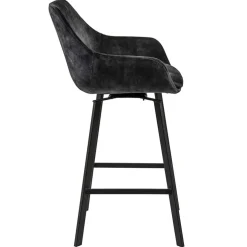 Moderne barkruk met draaibare zitting velvet antraciet