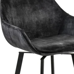 Moderne barkruk met draaibare zitting velvet antraciet