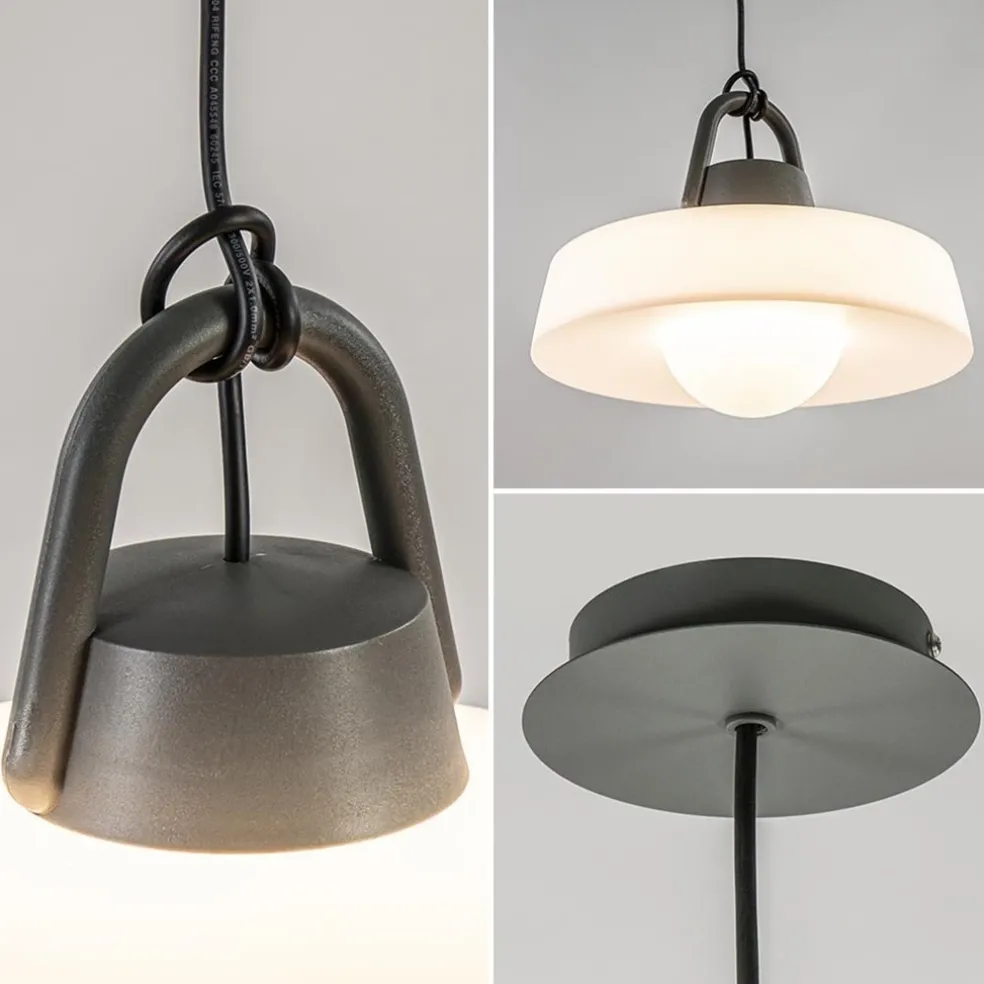 Moderne buitenlamp hang antraciet met wit IP65