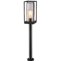Moderne buitenlamp lantaarn op paal zwart met helder glas
