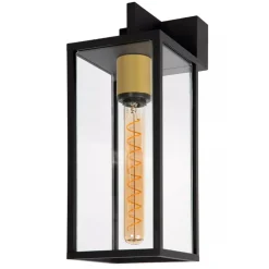 Moderne buitenlamp rechthoek zwart met goud IP54