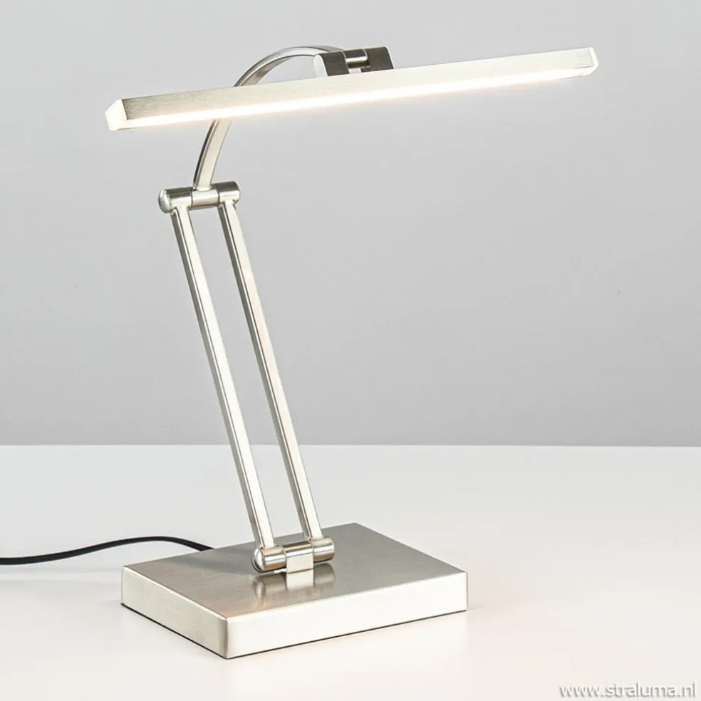 Moderne bureaulamp nikkel met geïntegreerd LED