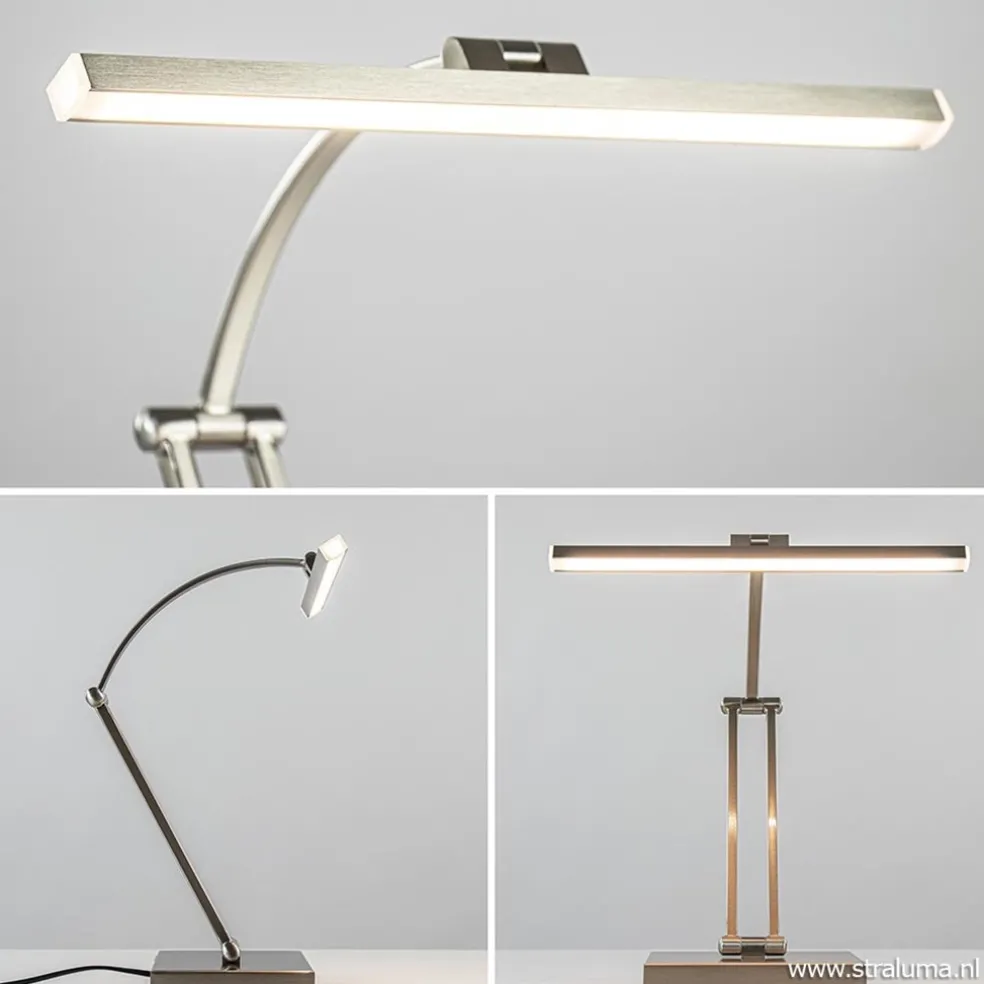 Moderne bureaulamp nikkel met geïntegreerd LED