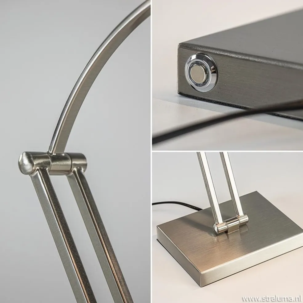 Moderne bureaulamp nikkel met geïntegreerd LED