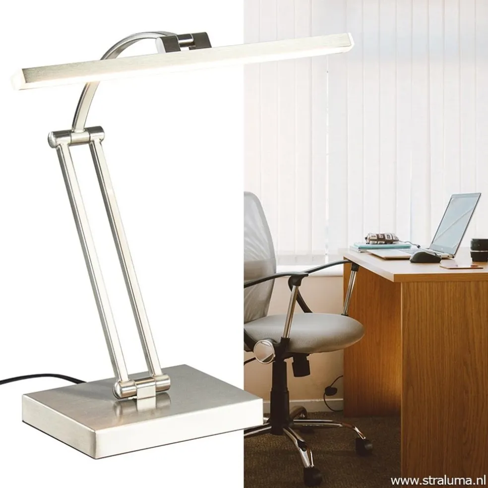 Moderne bureaulamp nikkel met geïntegreerd LED