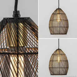 Moderne draad hanglamp Meya zwart met goud