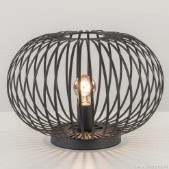 Moderne draad tafellamp rond mat zwart