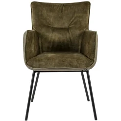 Moderne eetkamerstoel leder met stoffen zitting