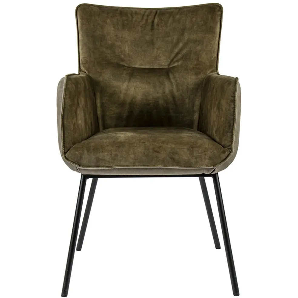 Moderne eetkamerstoel leder met stoffen zitting