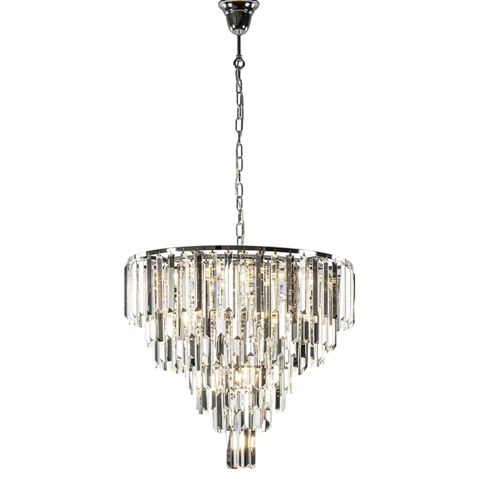 Moderne kroonluchter chroom met helder en smoke glas