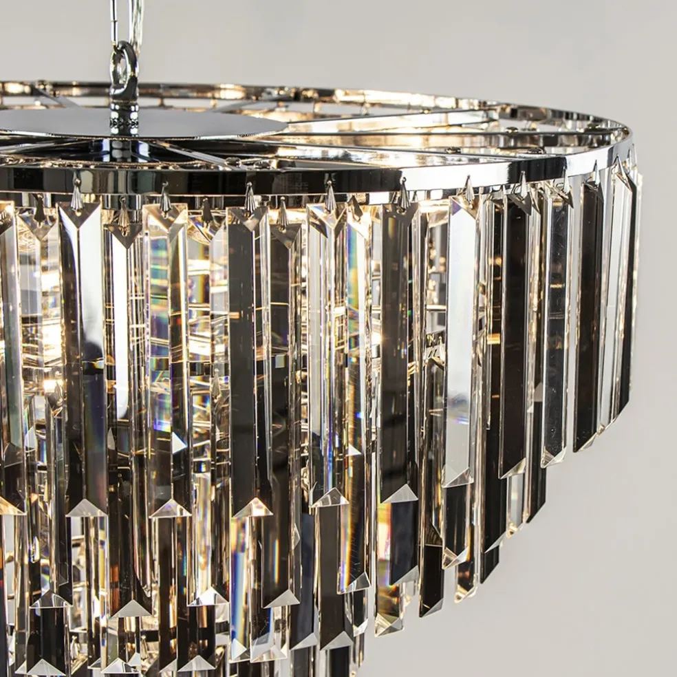 Moderne kroonluchter chroom met helder en smoke glas