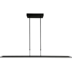 Moderne LED hanglamp balk mat zwart met smoke glas