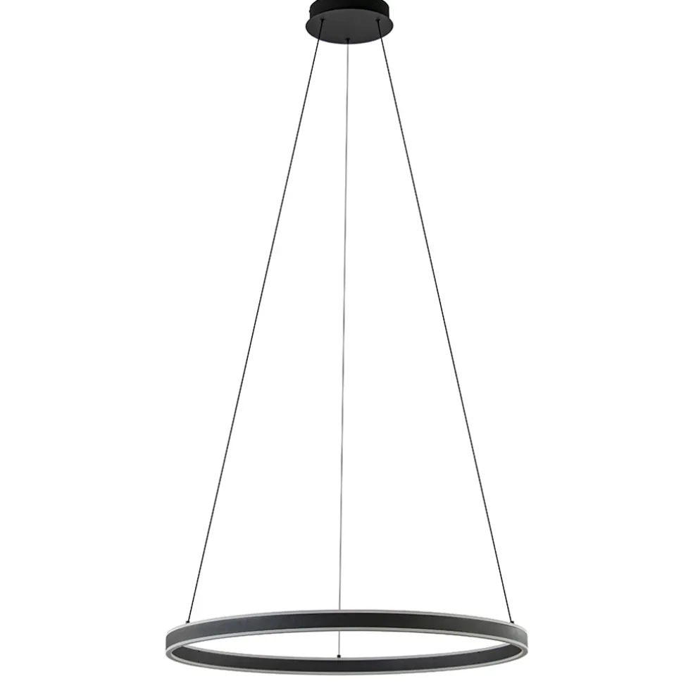 Moderne LED hanglamp zwarte ring 80 cm