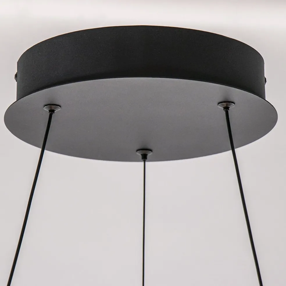 Moderne LED hanglamp zwarte ring 80 cm