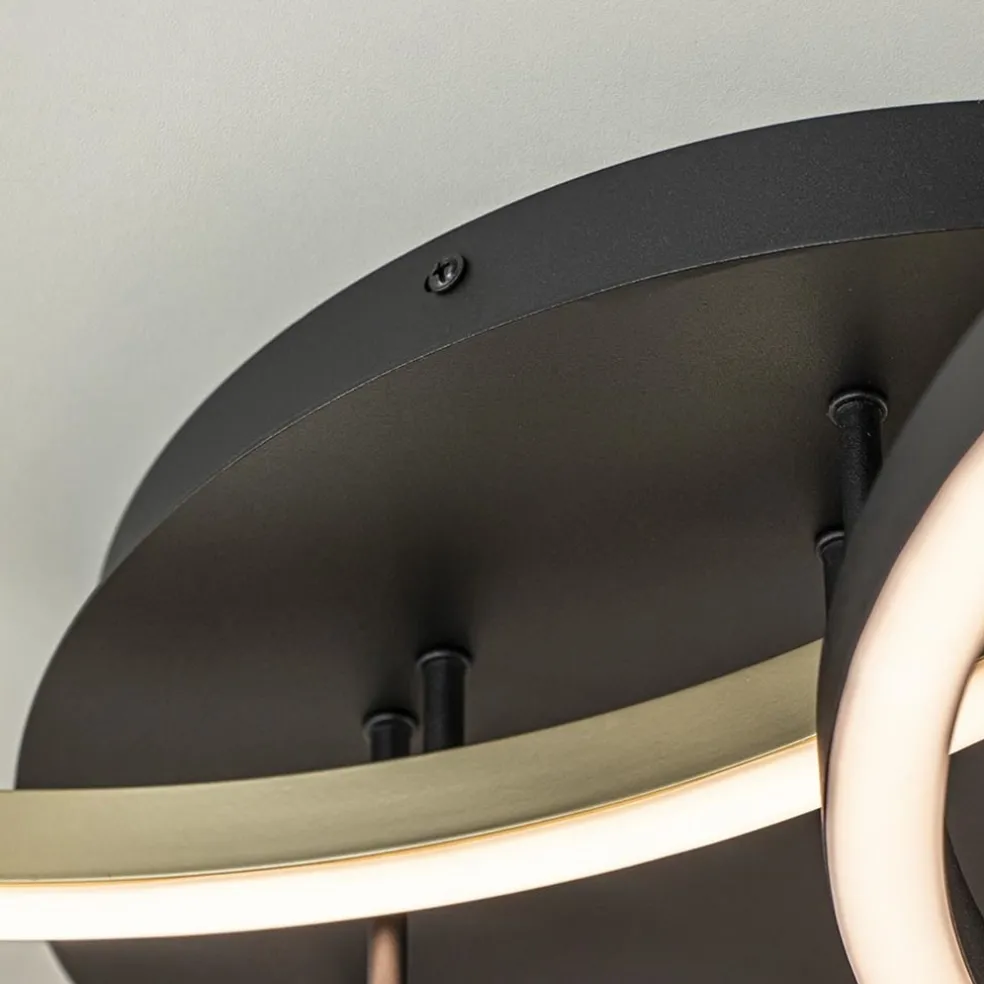 Moderne LED plafondlamp ringen zwart/goud dimbaar