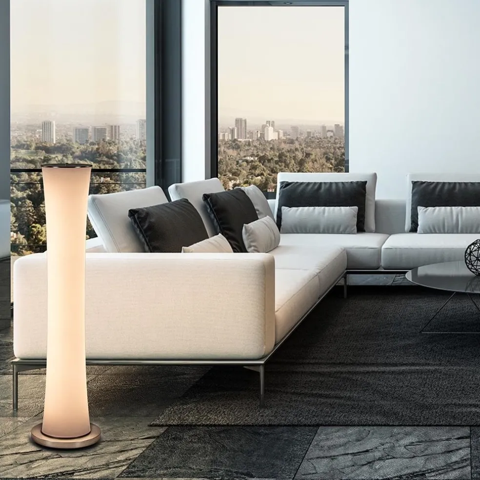 Moderne LED vloerlamp opaal glas met dim to warm