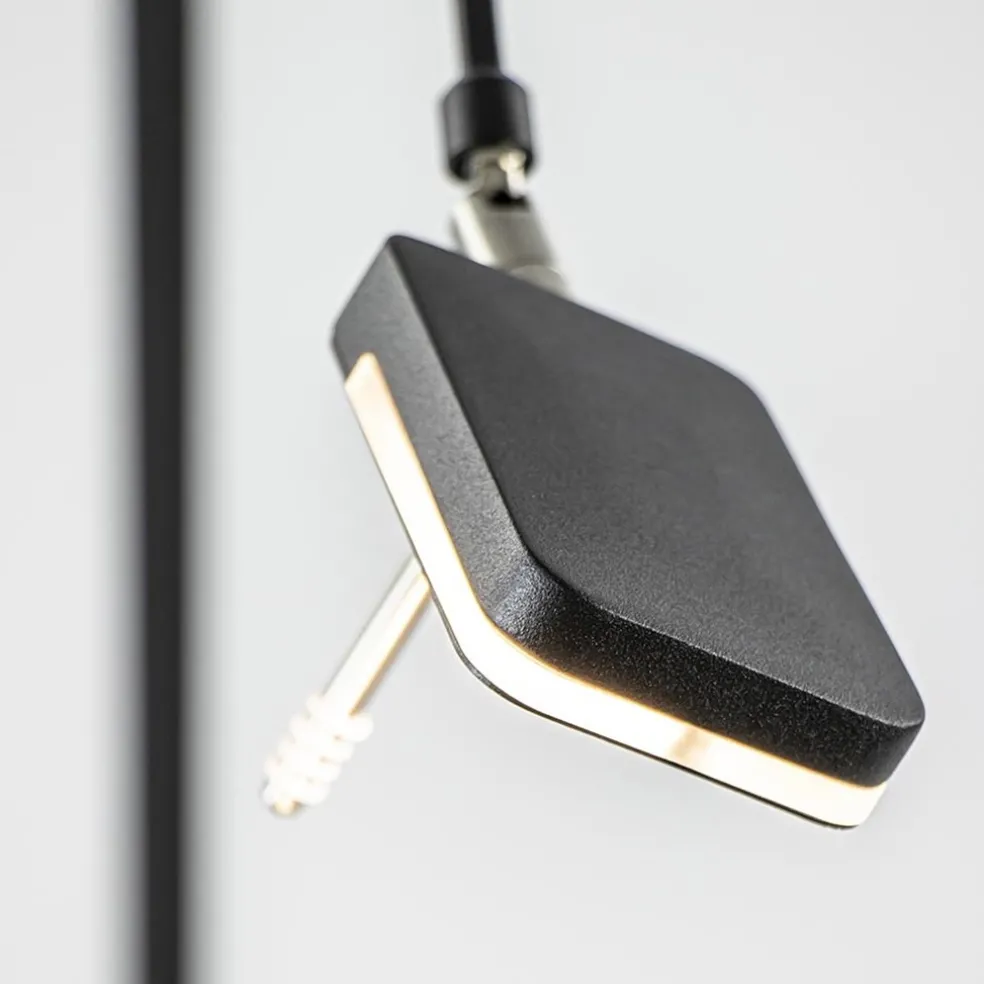 Moderne LED vloerlamp zwart met verstelbare arm