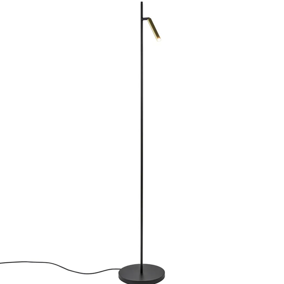 Moderne LED vloerlamp zwart met gouden spot