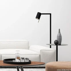Moderne lees/vloerlamp mat zwart met brons