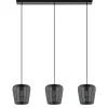 Moderne 3-lichts eettafelhanglamp Adeta mat zwart