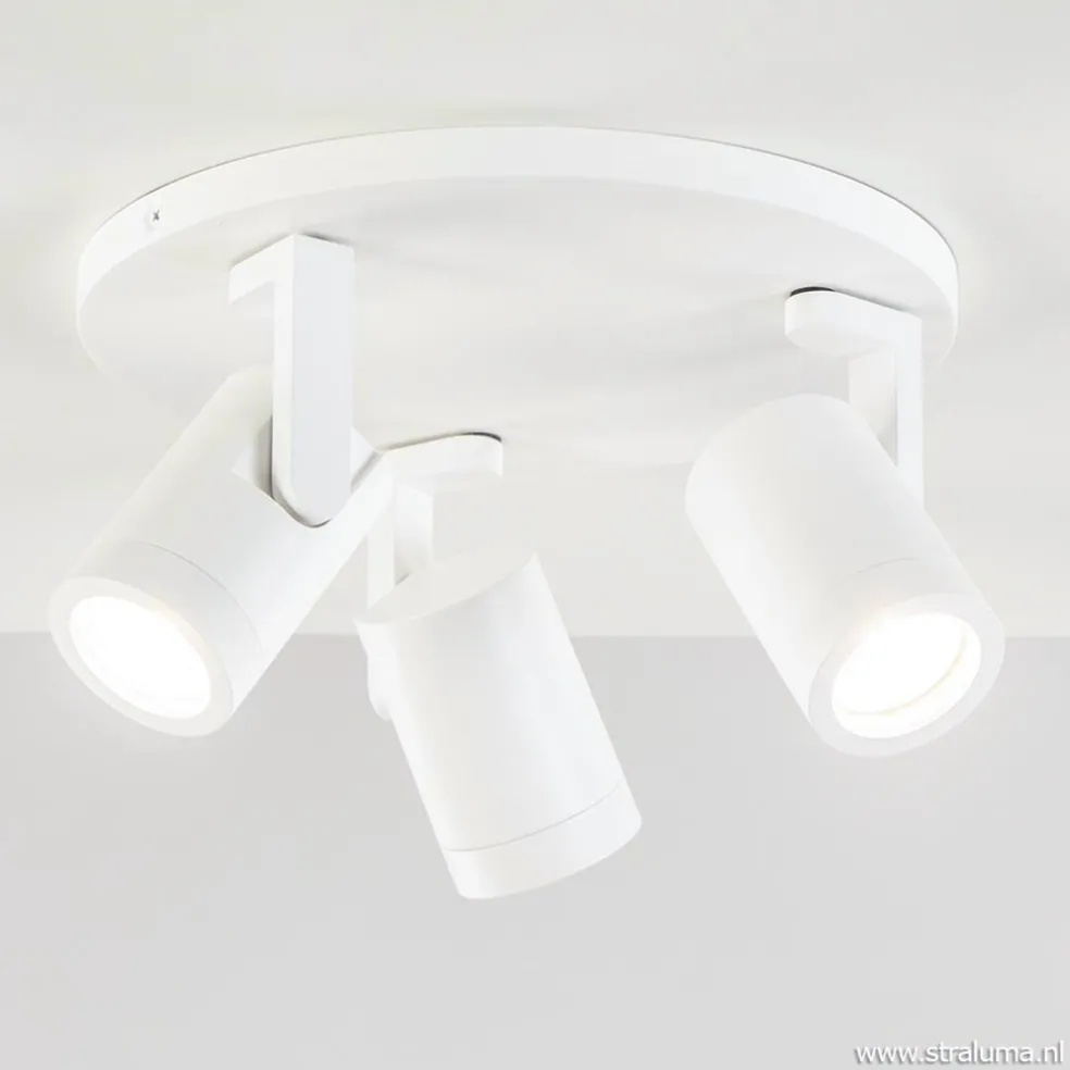 Moderne 3-lichts plafondspot wit metaal