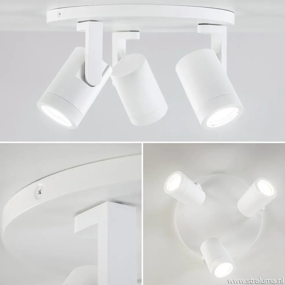 Moderne 3-lichts plafondspot wit metaal