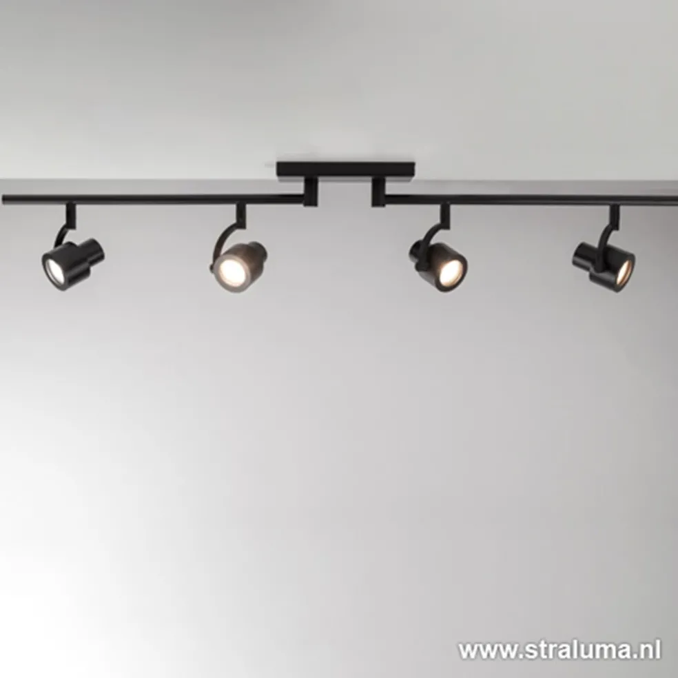 Moderne opbouwspot mat zwart 4-lichts