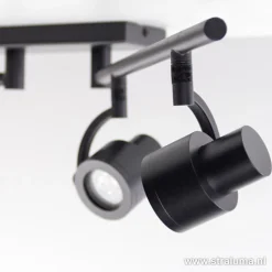 Moderne opbouwspot mat zwart 4-lichts
