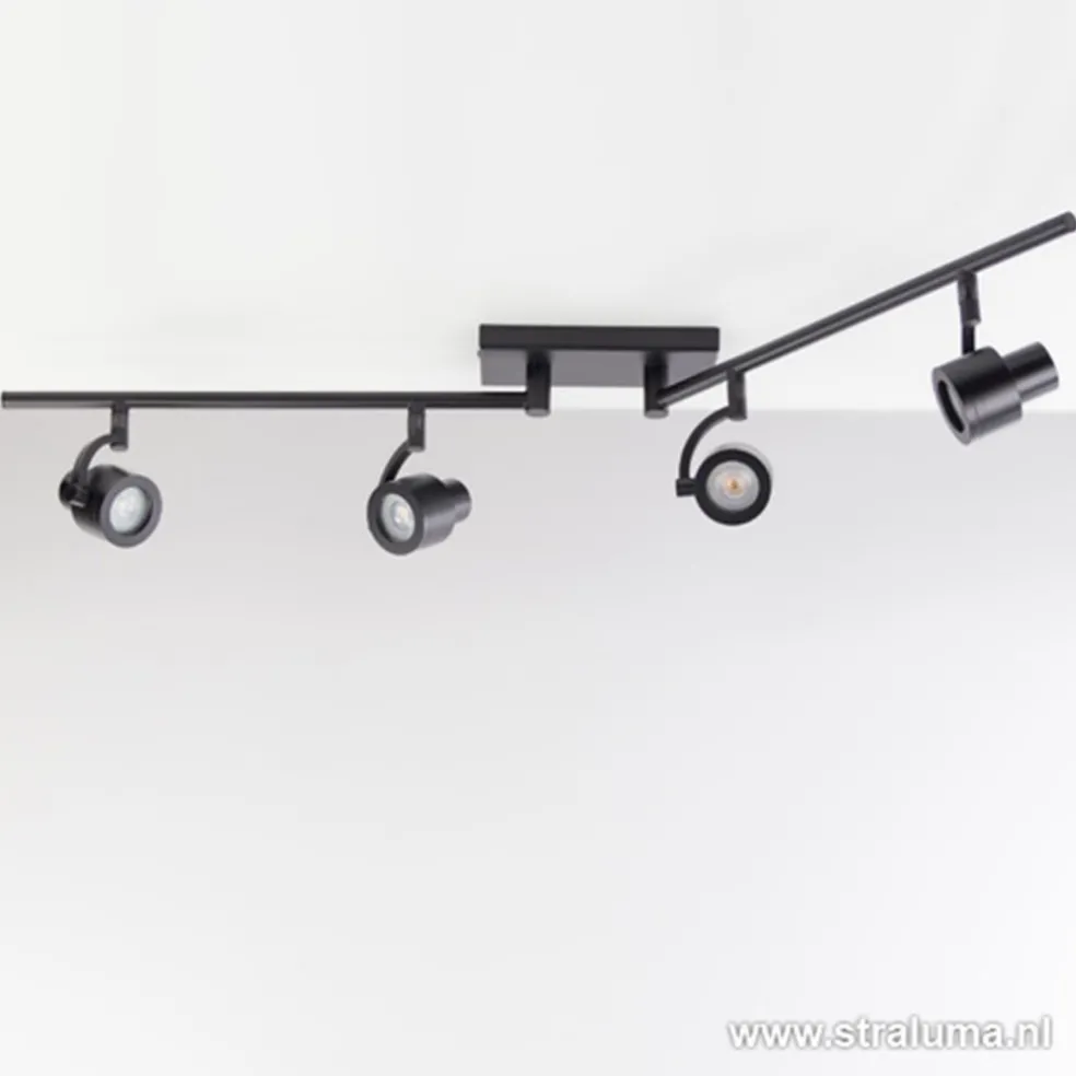 Moderne opbouwspot mat zwart 4-lichts