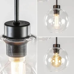 Moderne plafondlamp zwart met 20 cm helder glas