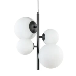 Moderne retro hanglamp zwart met witte bollen