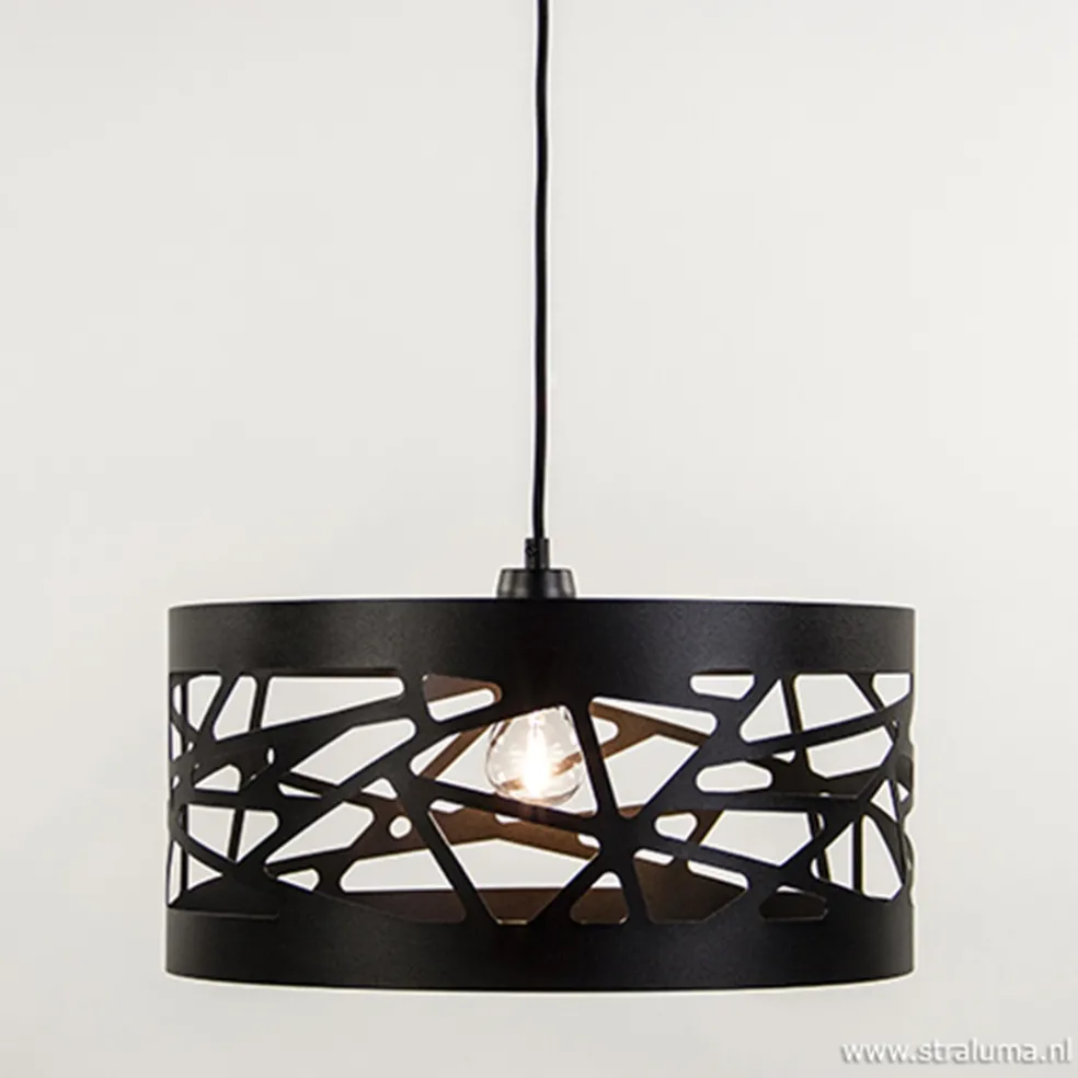 Moderne ronde hanglamp zwart metaal