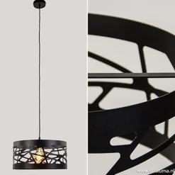 Moderne ronde hanglamp zwart metaal