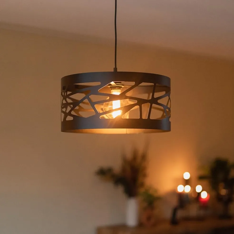 Moderne ronde hanglamp zwart metaal