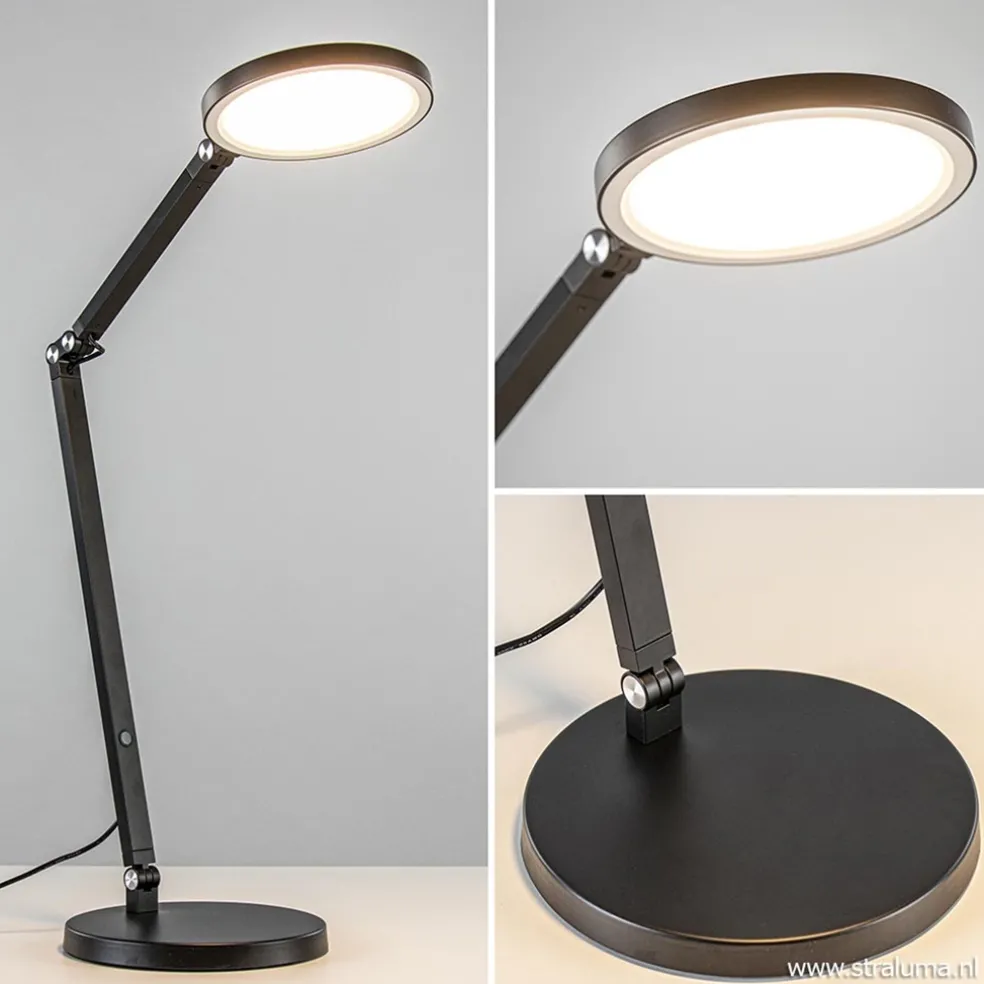 Moderne tafel/bureaulamp zwart met dimbaar LED