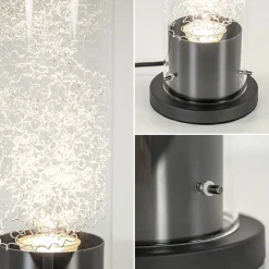 Moderne tafellamp cilinder helder glas met zwart en zilver