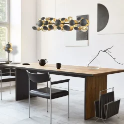 Moderne tafellamp grijs/goud + amber glas