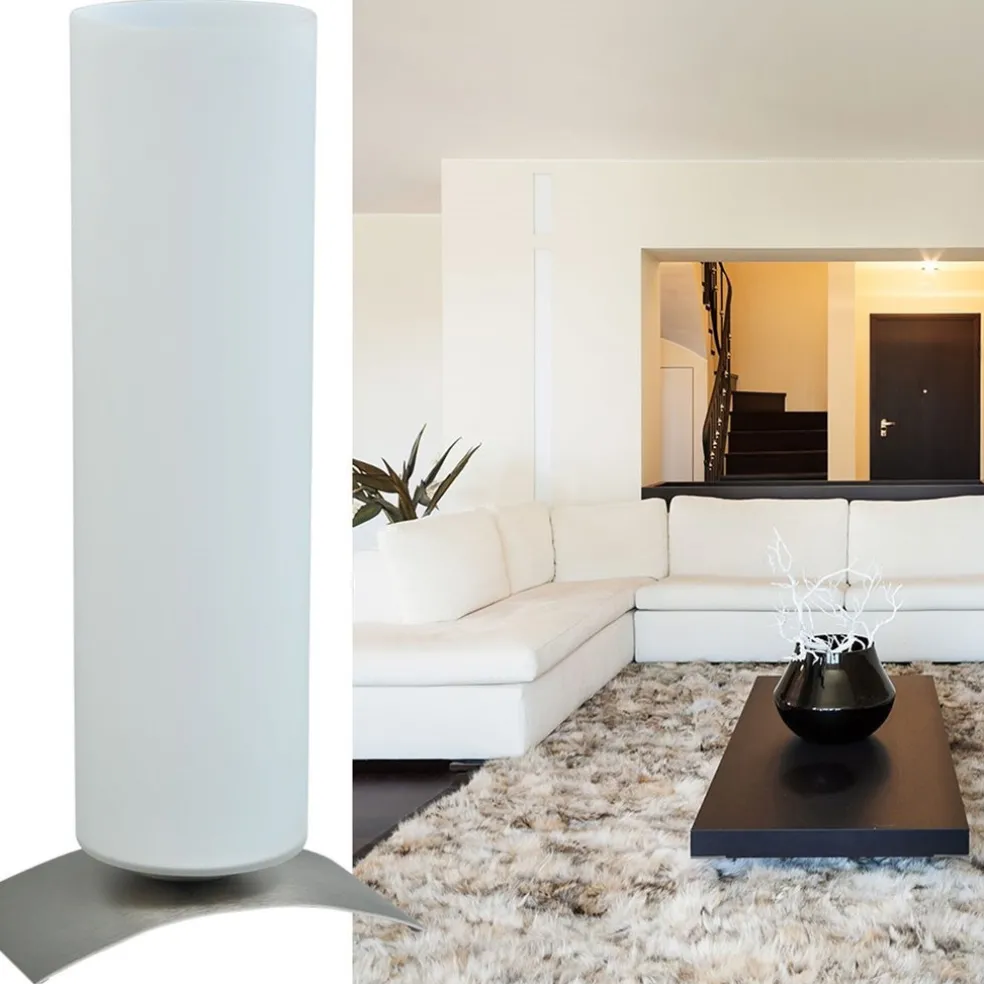 Moderne tafellamp Oblica zuil nikkel